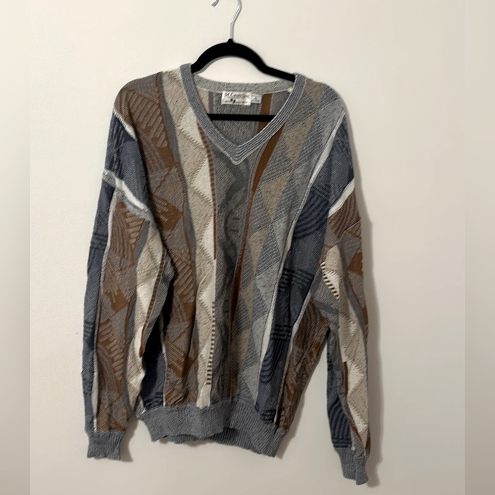St. croix 3D cardigan vintage 90s coogi style size XL